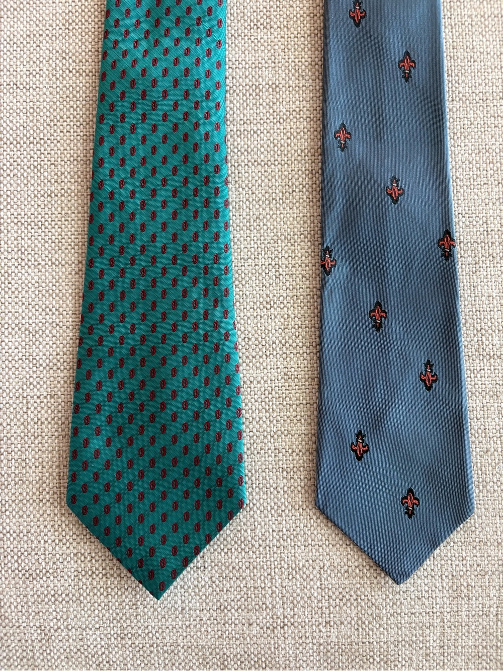 Vintage Skinny Tie Bundle Made in England Mod Preppy Fleur de Lis